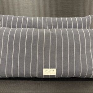 Oyoy Gray and white Striped Accent Pillow, pair of 2